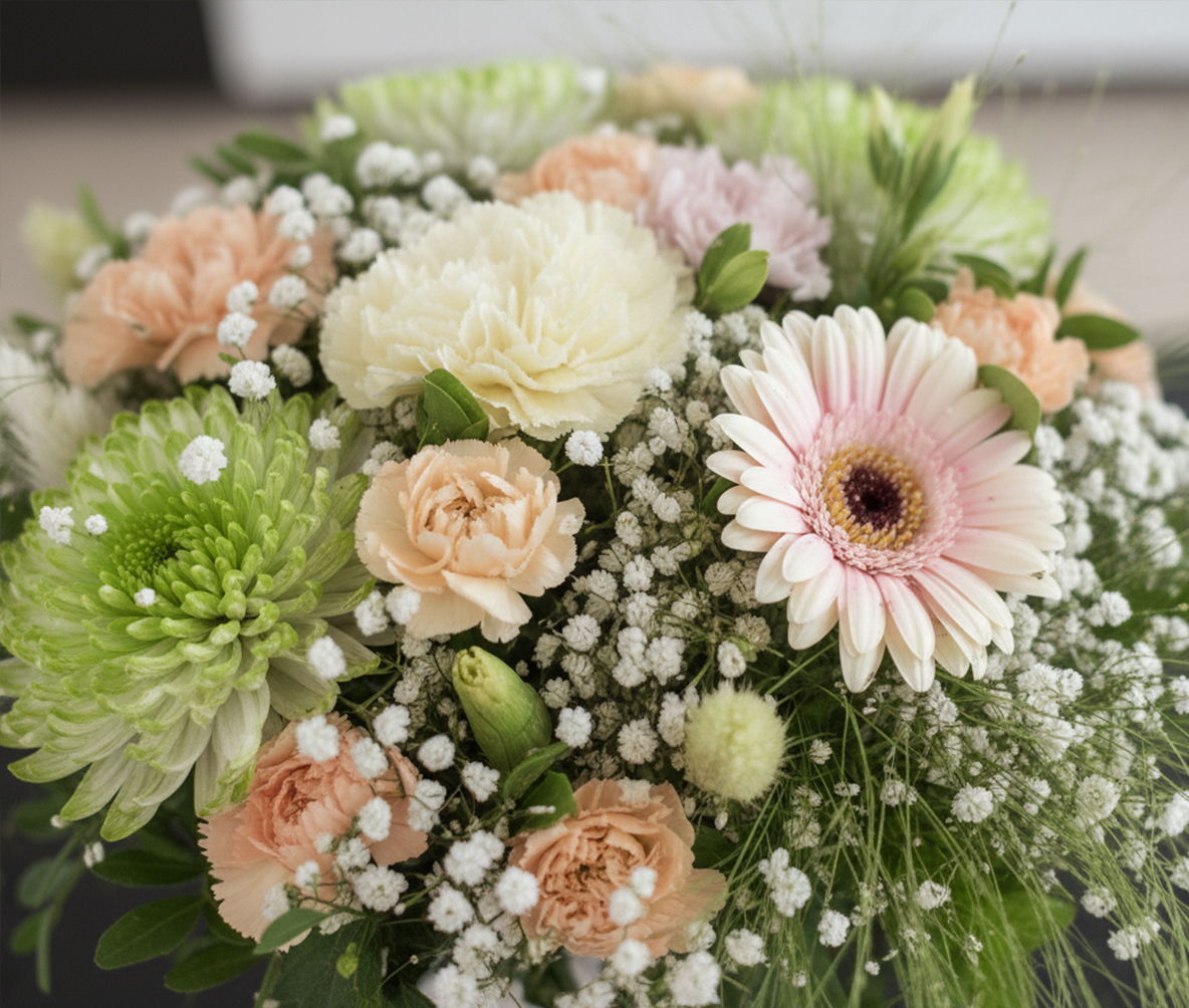 Ukážková foto – aranžmán v ružových tónoch